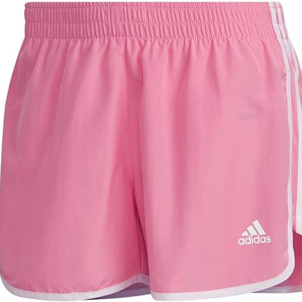 adidas Women's Marathon 20 Shorts, Bliss Pink/White,  4"- NWT
